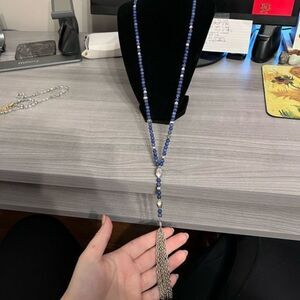 Free People Blue stone Silver layering Necklace 